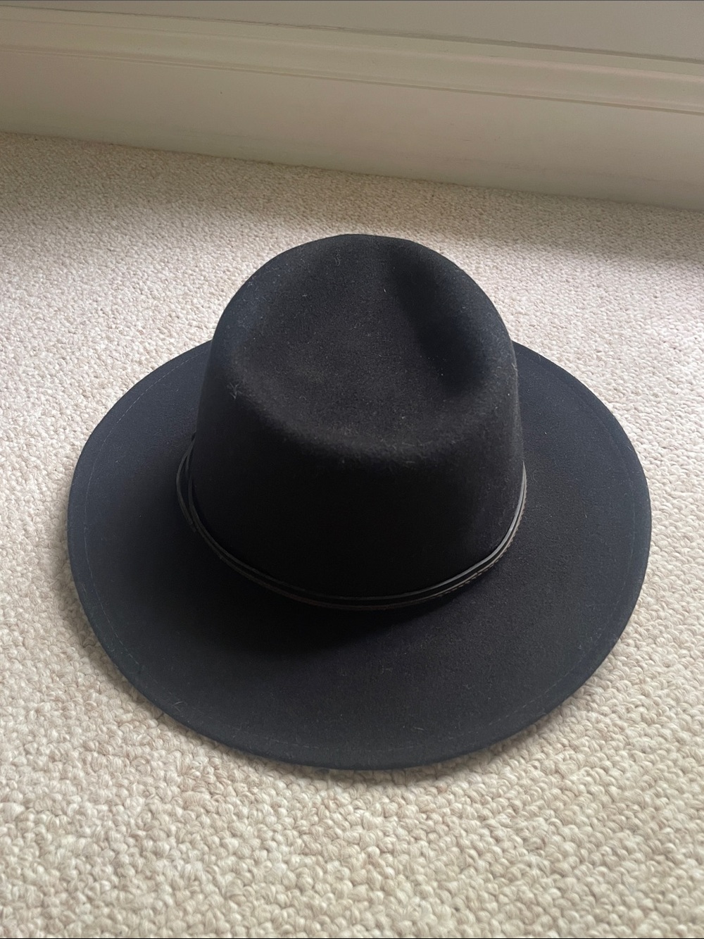 Country Gentleman Black Wool Felt Rancher Hat with Leather Trim Like New - Picture 4 of 6